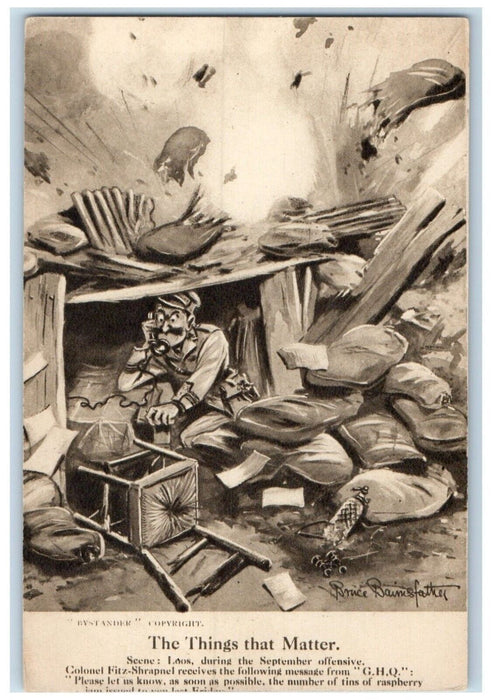 The Things That Matter Military Telephone WWI Humor Bruce Bains Father Postcard