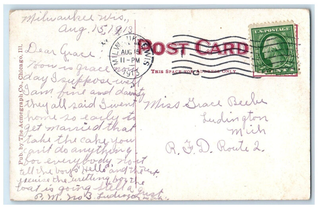 1913 East Side High School Exterior Building Road Milwaukee Wisconsin Postcard