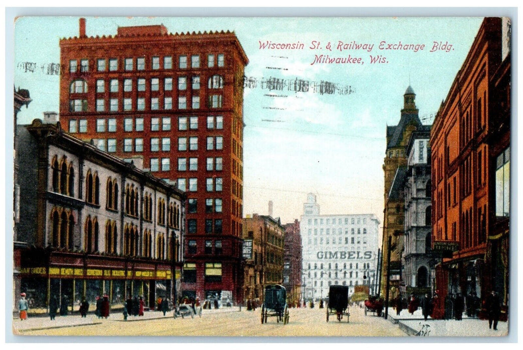 1910 Wisconsin St. Railway Exchange Building Road Milwaukee Wisconsin Postcard