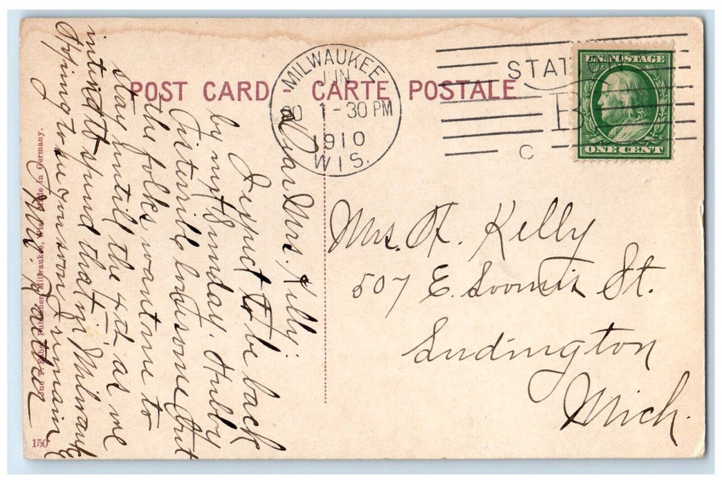 1910 Wisconsin St. Railway Exchange Building Road Milwaukee Wisconsin Postcard