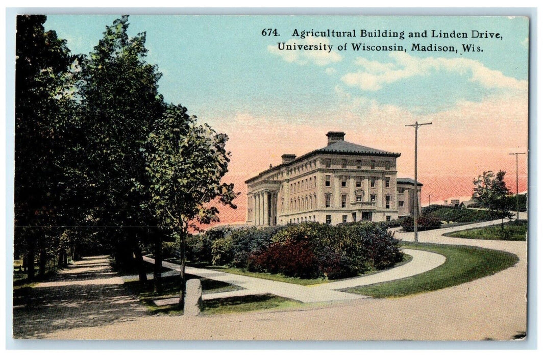 1911 Agricultural Building Linden Drive University Wisconsin Madison WI Postcard