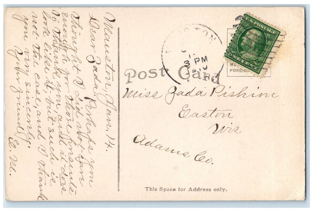1910 Court House High School Building Mauston Wisconsin Posted Antique Postcard