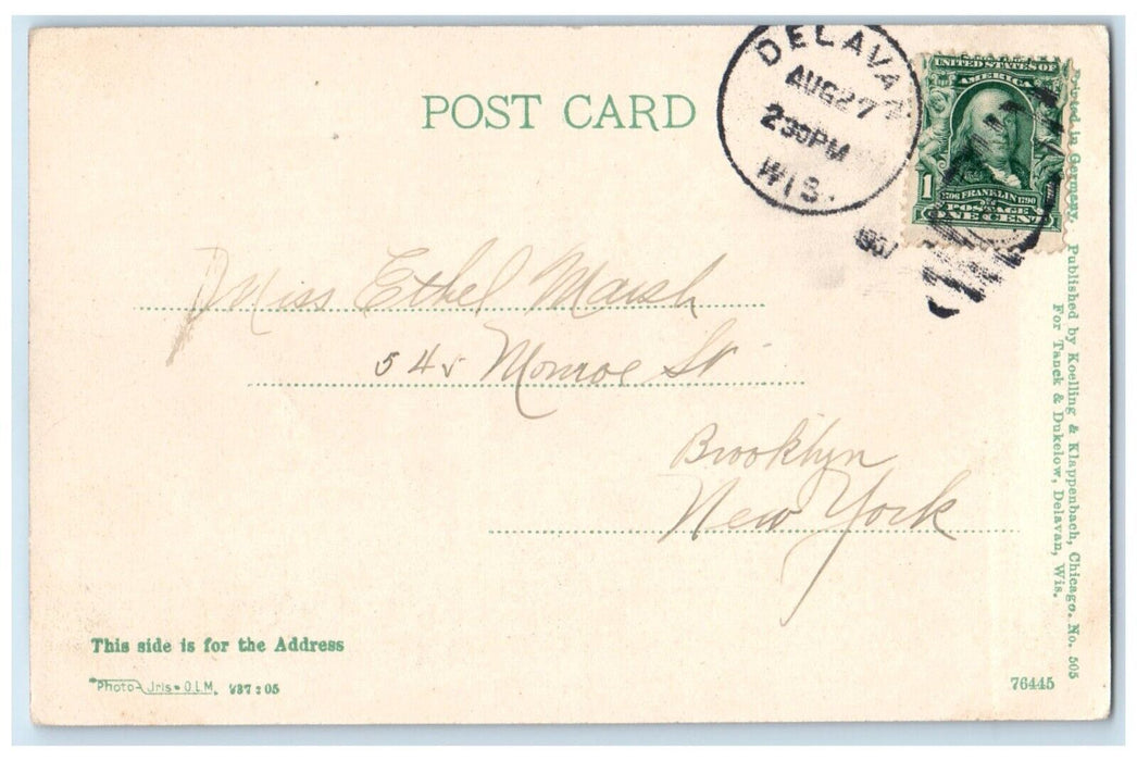 1901 Boat Landing Assembly Grounds Dock Delavan Lake Wisconsin Antique Postcard