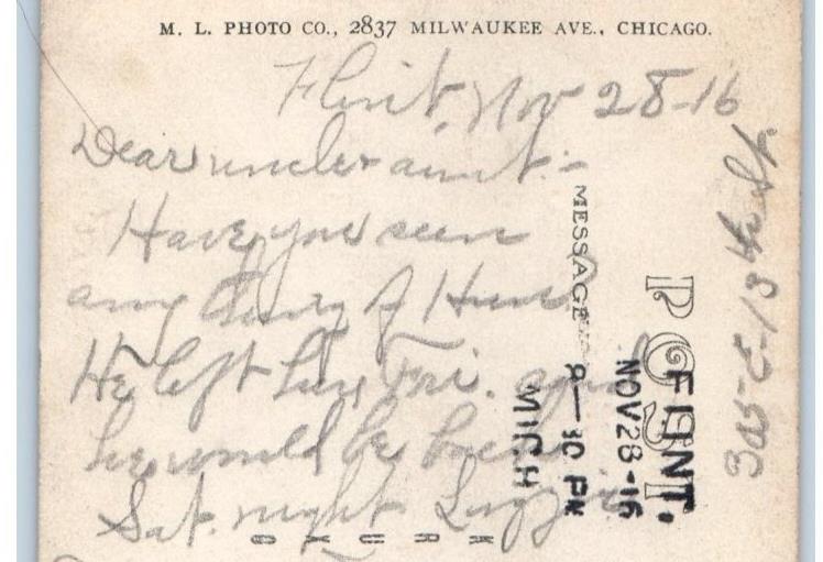 1916 SS Steamer Illinois Leaving Lake Onekama Michigan MI RPPC Photo Postcard