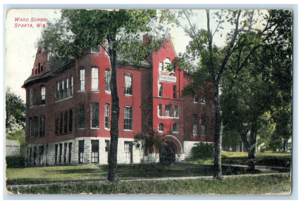 c1910 Exterior View Ward School Building Sparta Wisconsin WI Unposted Postcard