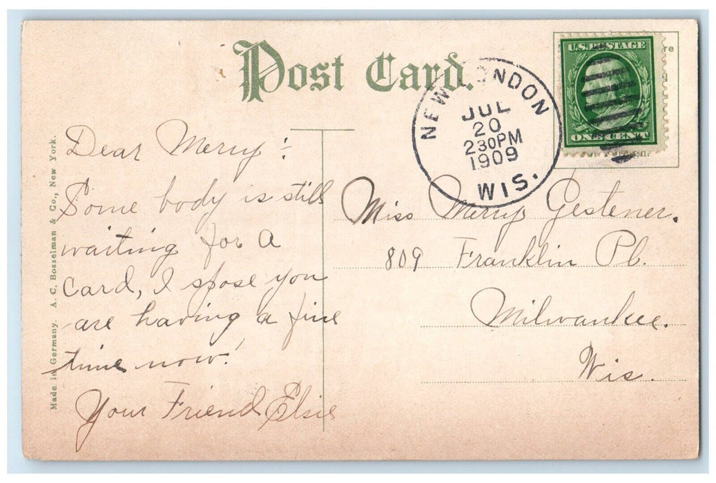 1909 City Hall Public Library Exterior Building New London Wisconsin WI Postcard