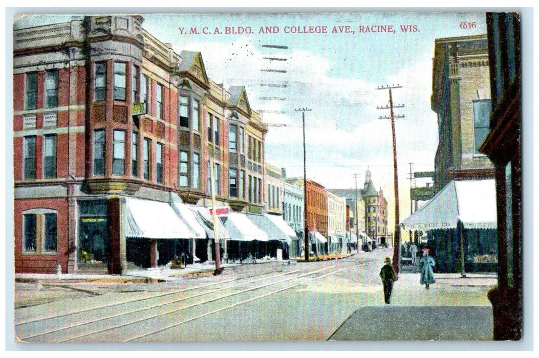 1910 YMCA Building College Avenue Exterior Building Racine Wisconsin WI Postcard
