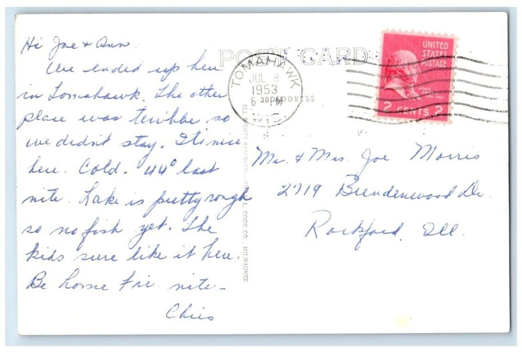 1953 Lake Nokomis Peterson Resort Near Tomahawk Wisconsin WI RPPC Photo Postcard