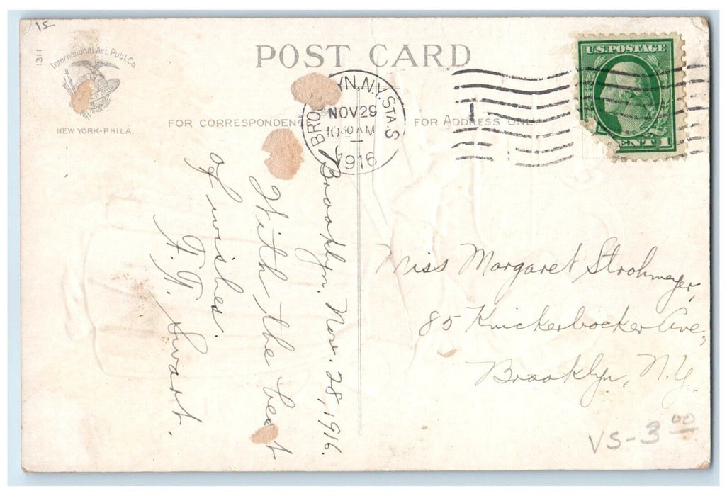 1916 Thanksgiving Woman Chef Cooking Pie Ellen Clapsaddle Artist Signed Postcard