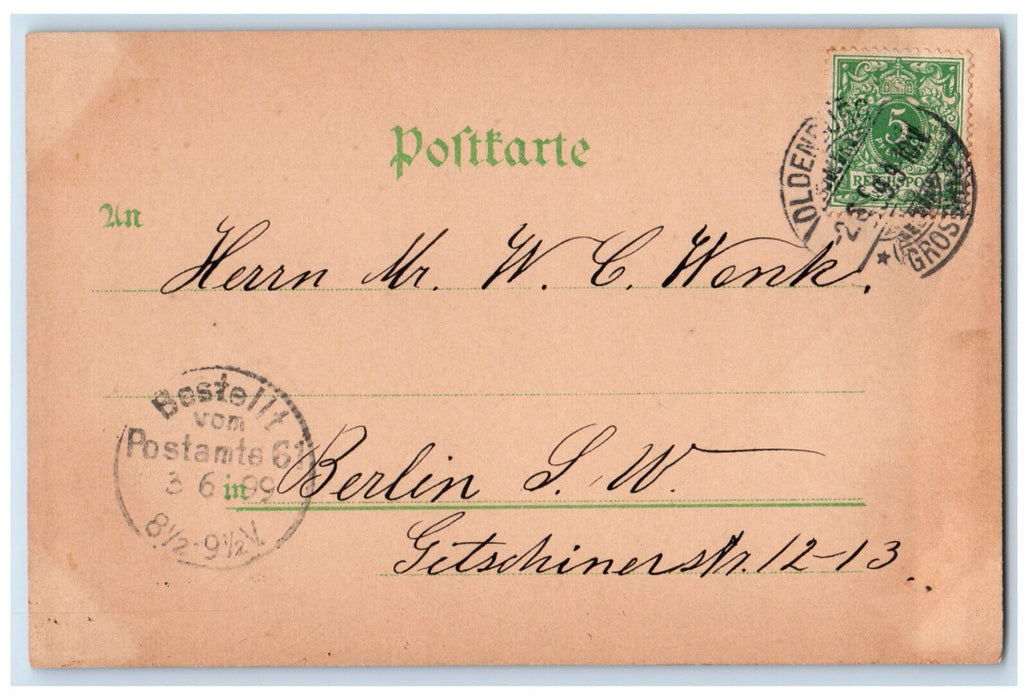 1899 Greetings from Oldenburg Germany Antique Posted Multiview PMC Postcard
