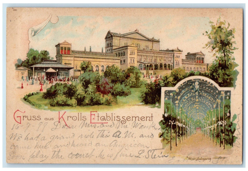 1899 Greetings from Krolls Establissement Berlin Germany Multiview Postcard