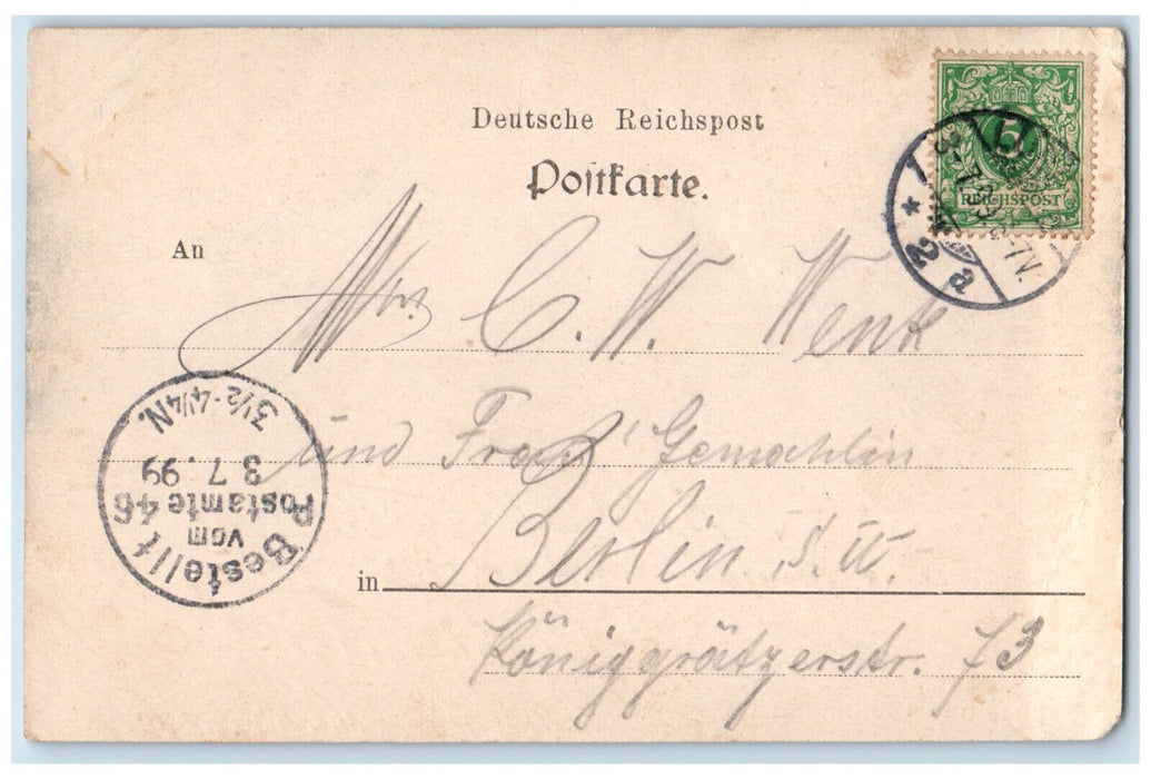 1899 Boating Scene Greetings from Gothmund Lübeck Germany Posted Postcard