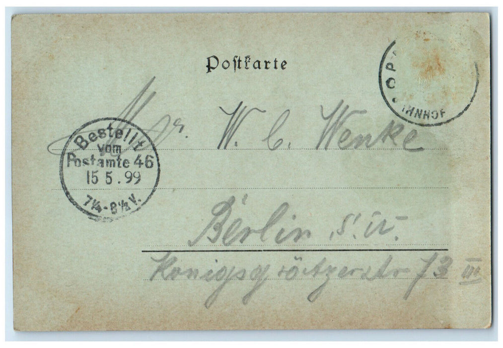 1899 Mountain Buildings View Greetings from Reutlingen Germany Antique Postcard
