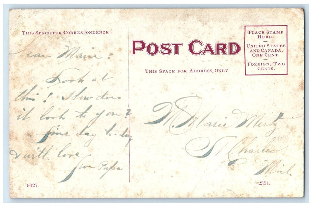 c1910's High School Building Campus Pontiac Michigan MI Posted Antique Postcard