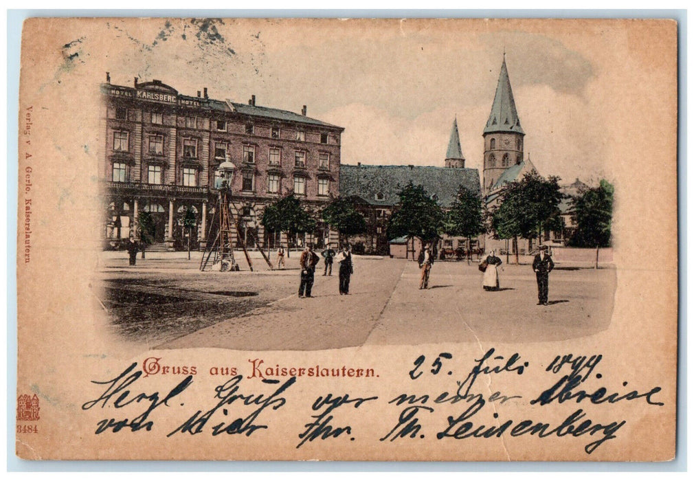 1899 Karlsberg Hotel Greetings from Kaiserslautern Germany Posted Postcard