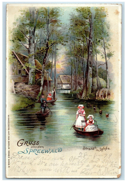 1899 Strasse in Lehde Greetings from The Spreewald Lübbenau Germany Postcard