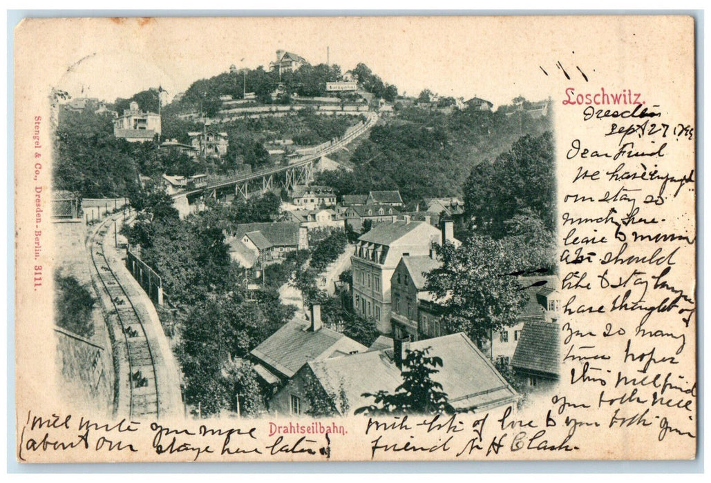 1899 View of Railway Loschwitz Dresden Germany Antique Posted Postcard