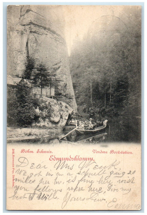 1899 Vordere Bootstation Edmunsklamm Bohm Switzerland Antique Postcard