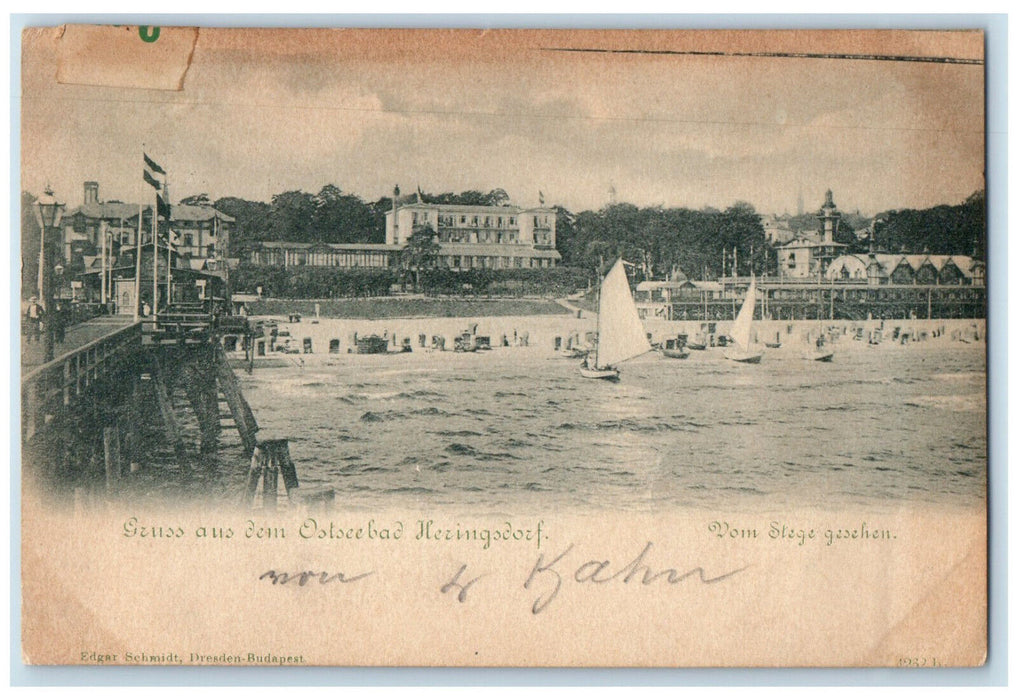 1899 Vom Stege Gesehen Greetings from the Ostseebad Heringsdorf Germany Postcard