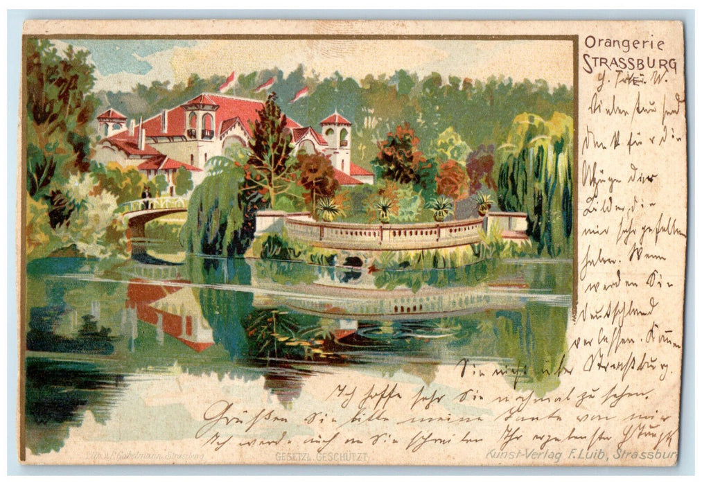 1899 Gesetzl Geschutzt Orangerie Strassburg France Antique Posted Postcard