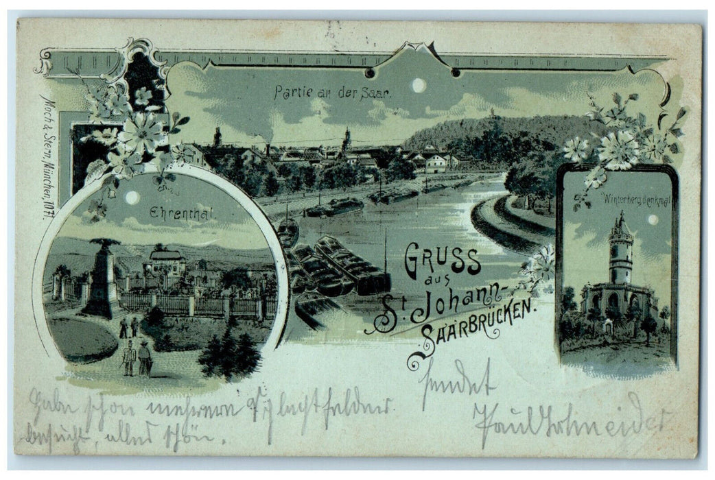 1899 Greetings From St. Johann Saarbrucken Germany Multiview Posted Postcard