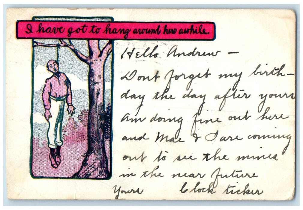 1906 Handed Morbid Humor Janesville Wisconsin WI Posted Antique Postcard