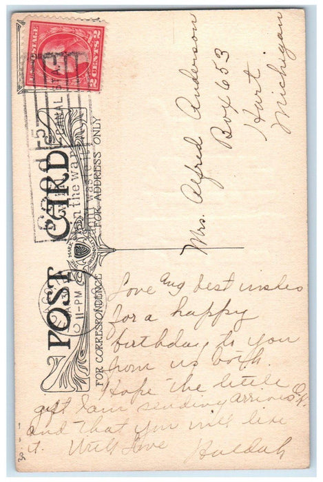 c1910s Birthday Message Flowers Arts Crafts Chicago Illinois IL Antique Postcard