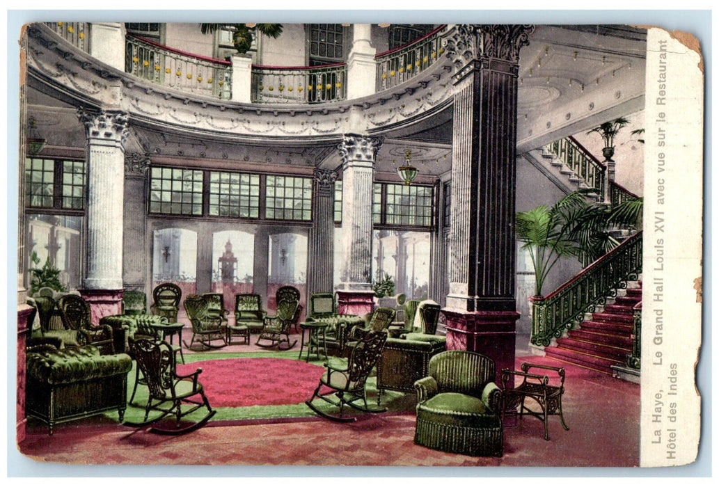1910 Restaurant View Grand Hall Louis XVI Hotel Des Indes The Hague Postcard