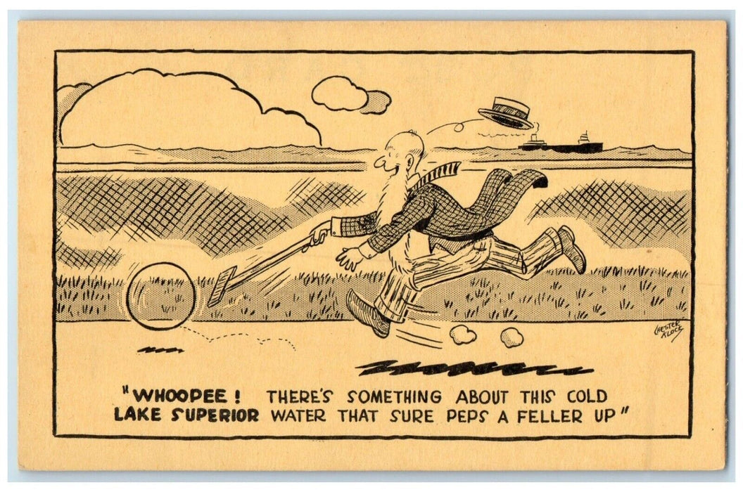 c1910's Man Whoopee Lake Superior Duluth Minnesota MN Unposted Antique Postcard
