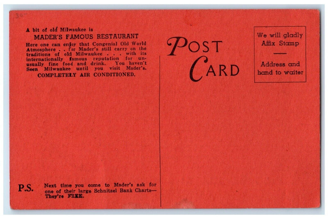 Mader's Oldest Famous Restaurant Soap Milwaukee Wisconsin WI Vintage Postcard