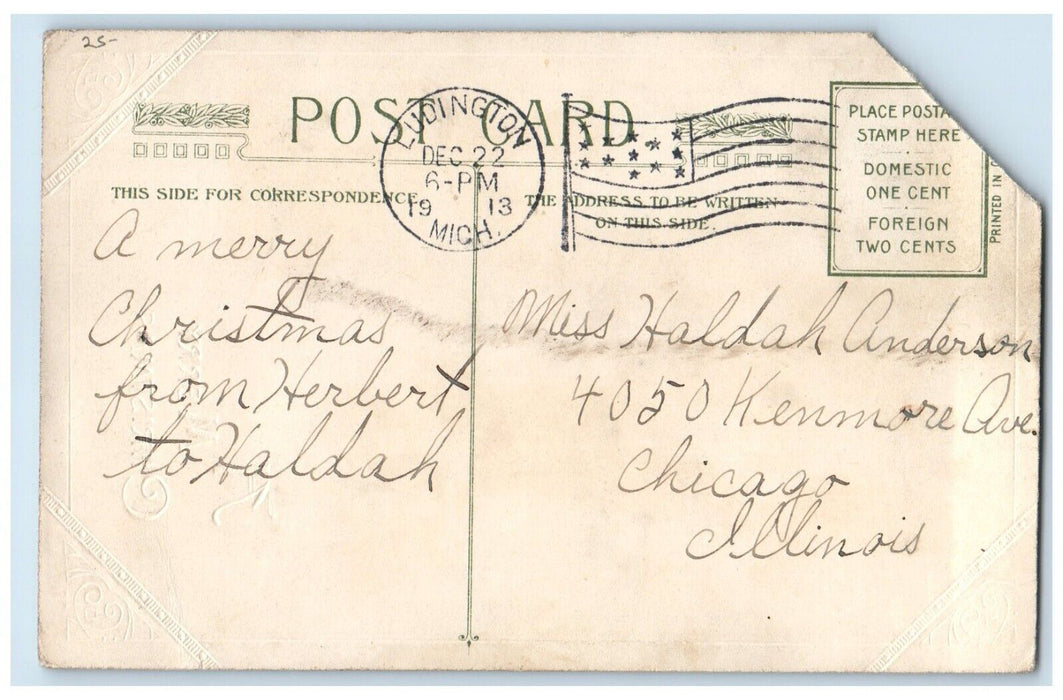 1913 Christmas Children Snowball Fight Winter John Winsch Arist Signed Postcard