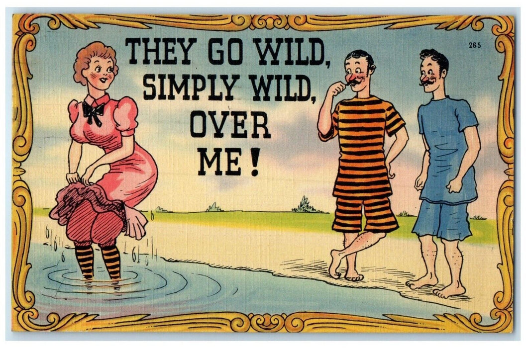 Greetings From Scottville MI, Woman They Go Wild Simply Wild Over Me Postcard