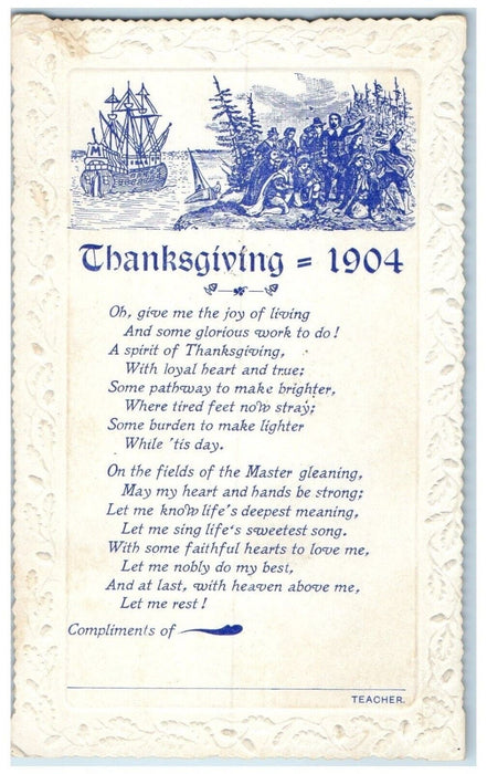 1904 Thanksgiving Poem Ohio Printing Company New Philadelphia OH Postcard