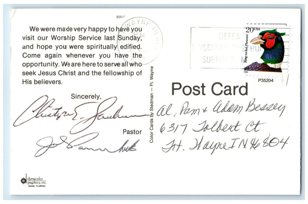 1999 Interior St John Evangelical Lutheran Church Fort Wayne Indiana IN Postcard