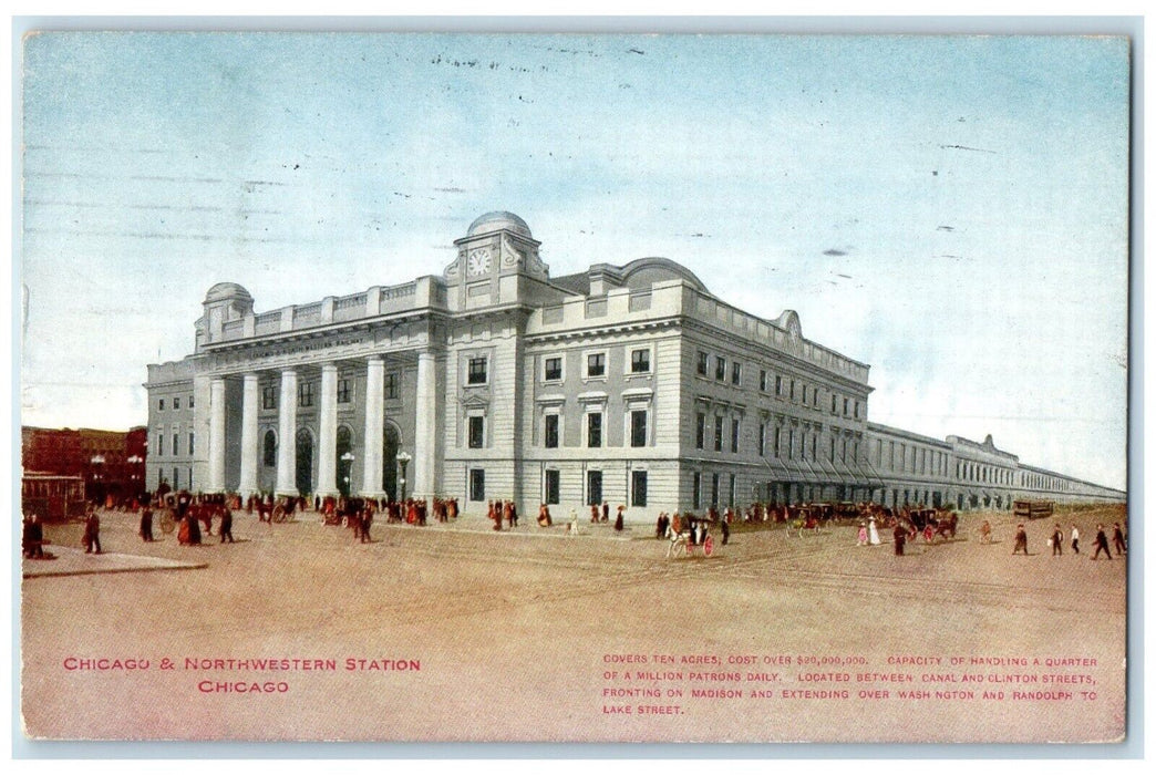 1910 Chicago Northwestern Station Chicago Illinois Vo Hammon Publishing Postcard