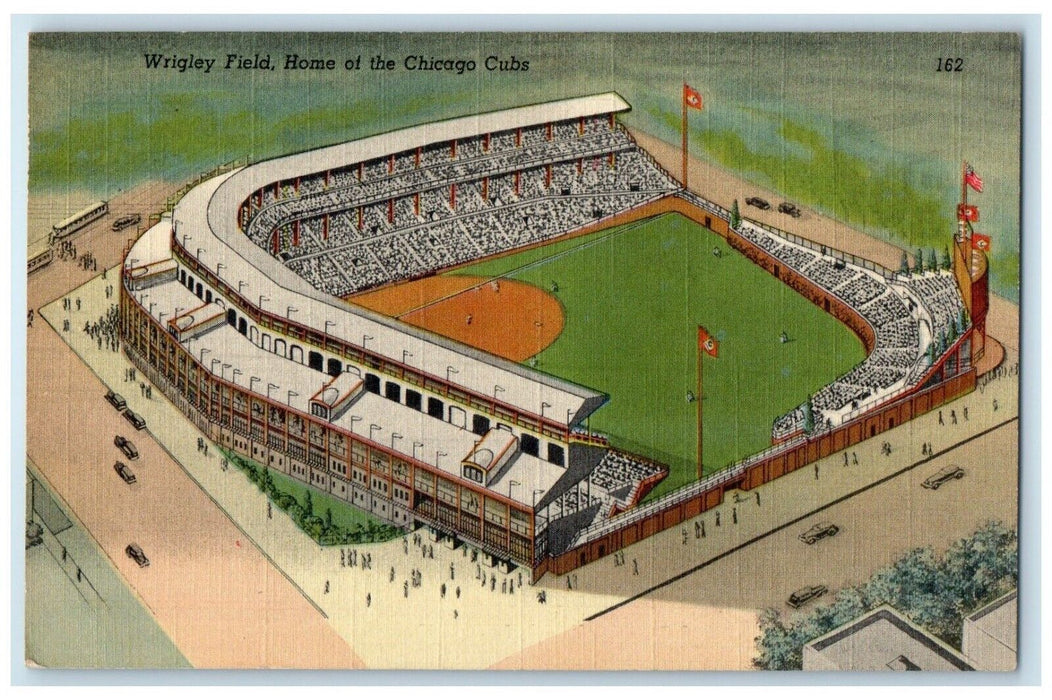 c1940 Aerial View Wrigley Field Home Chicago Cubs Illinois IL Unposted Postcard