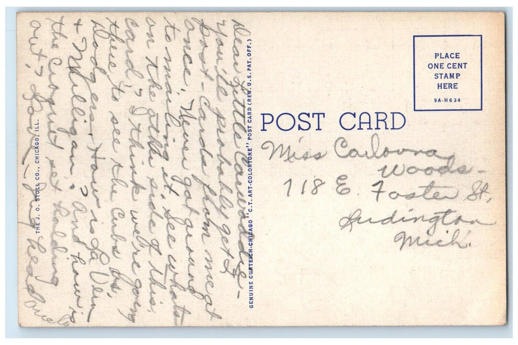 c1940 Aerial View Wrigley Field Home Chicago Cubs Illinois IL Unposted Postcard