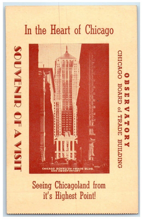 c1940 Observatory Chicago Board Trade Building Heart Chicago Illinois Postcard