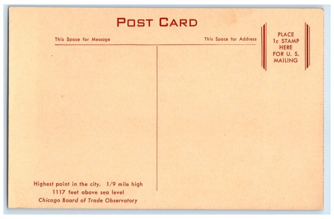 c1940 Observatory Chicago Board Trade Building Heart Chicago Illinois Postcard