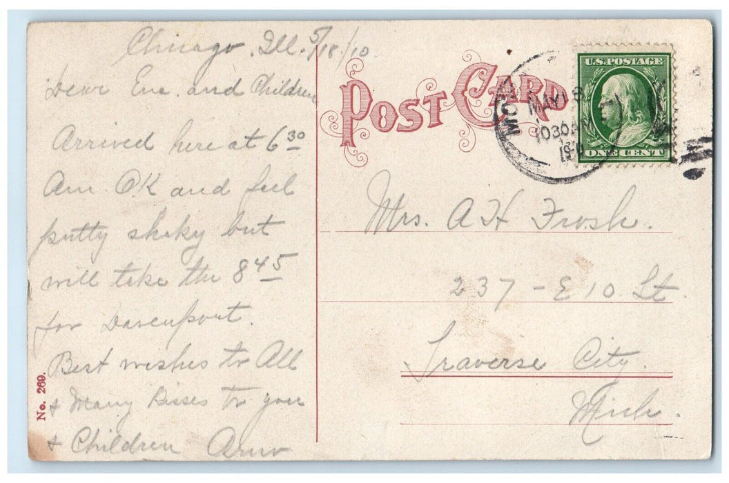 1910 State Str. Looking North Van Buren Streetcar St. Chicago Illinois Postcard