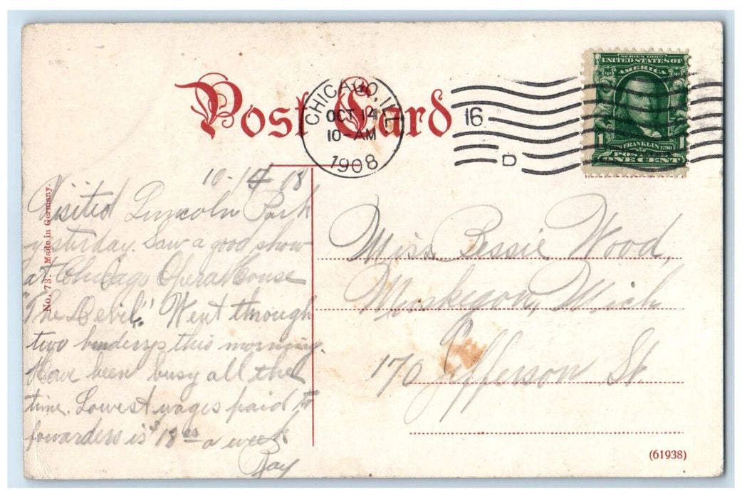 1908 Union Depot South Canal Adams Sts. Exterior Road Chicago Illinois Postcard