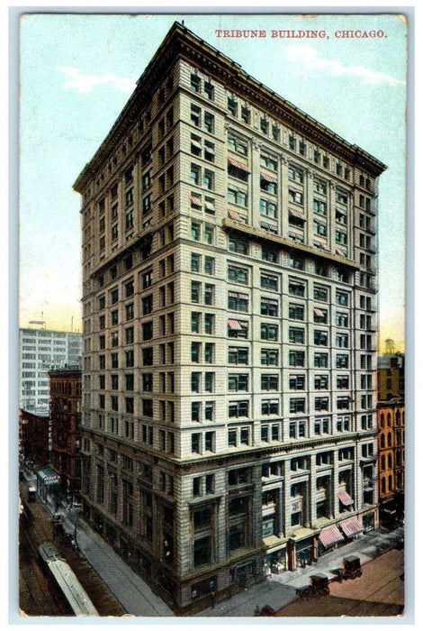 1907 Aerial View Tribune Building Chicago Illinois IL Vintage Antique Postcard