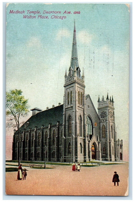 1911 Medinah Temple Dearborn Ave. Ana Walton Place Chicago Illinois IL Postcard