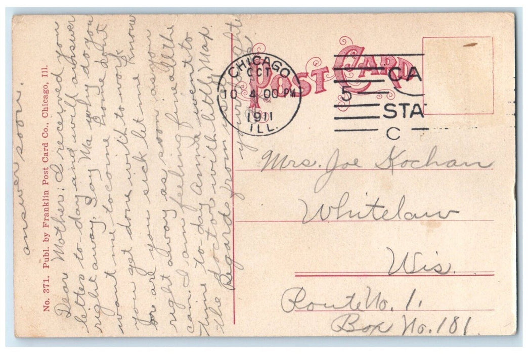 1911 Medinah Temple Dearborn Ave. Ana Walton Place Chicago Illinois IL Postcard