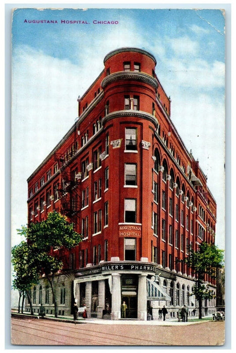 1911 Exterior View Augustana Hospital Building Chicago Illinois Antique Postcard