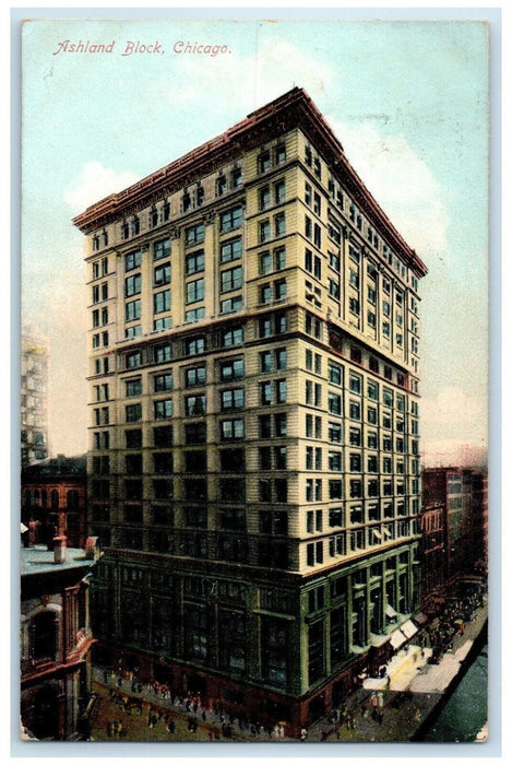 1910 Aerial View Ashland Block Building Chicago Illinois Posted Vintage Postcard