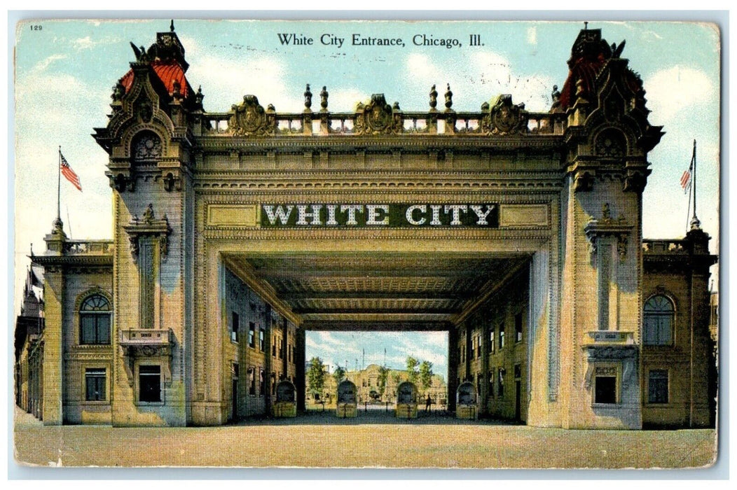1909 Arch White City Entrance Chicago Illinois Antique Vintage Posted Postcard