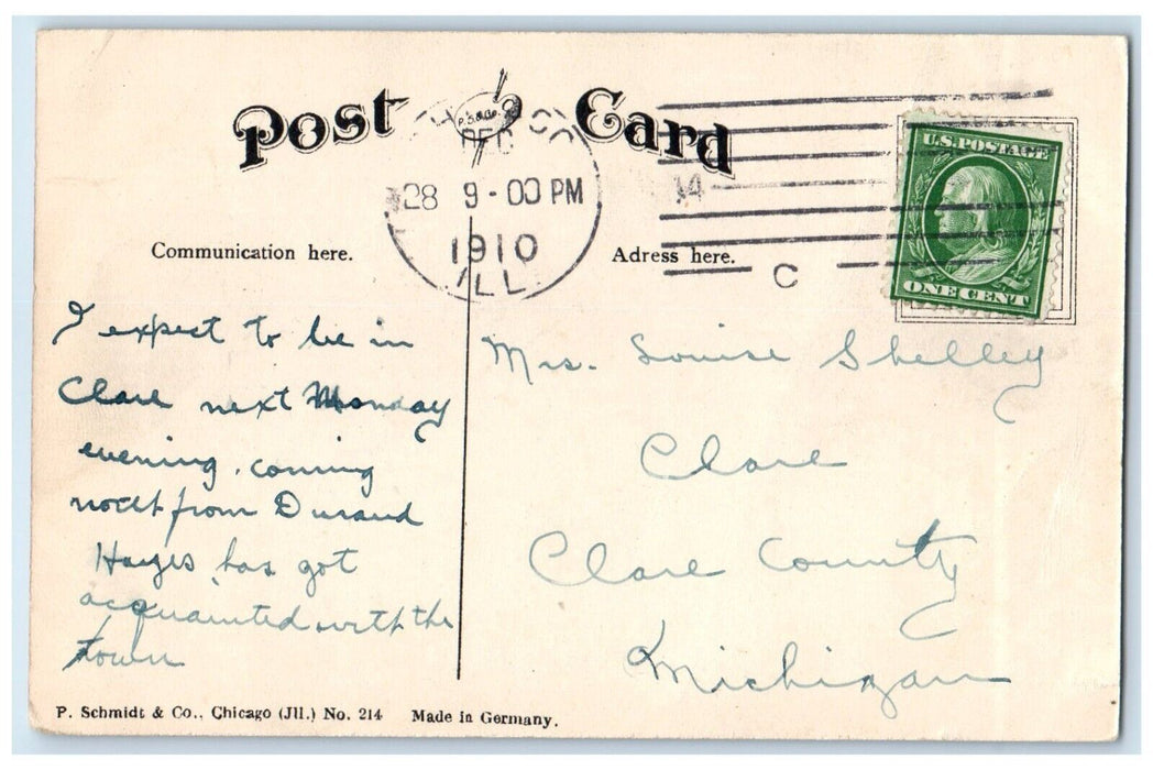 1910 Mouth Desplaines River Boat Lake South Chicago Illinois IL Vintage Postcard