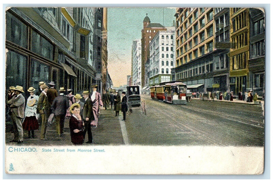 1907 State Street Monroe Street Streetcar Chicago Illinois IL Tuck Son Postcard