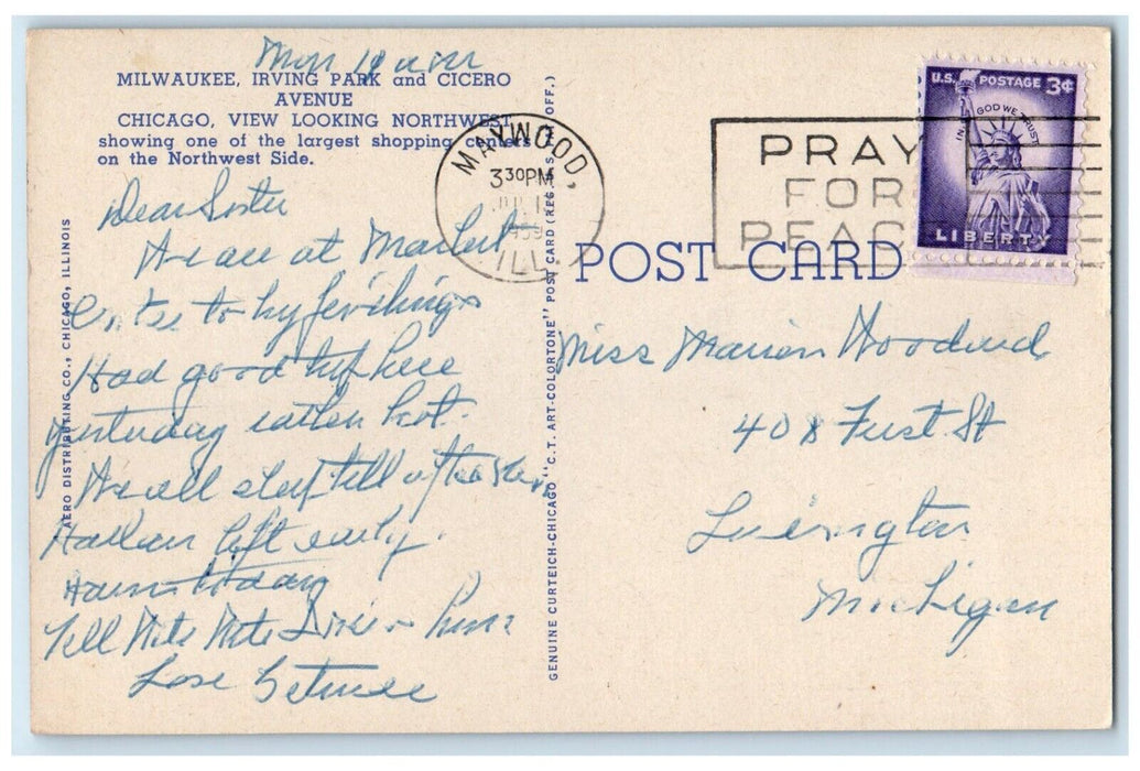 1959 Milwaukee Irving Park Cicero Avenue Northwest Chicago Illinois IL Postcard
